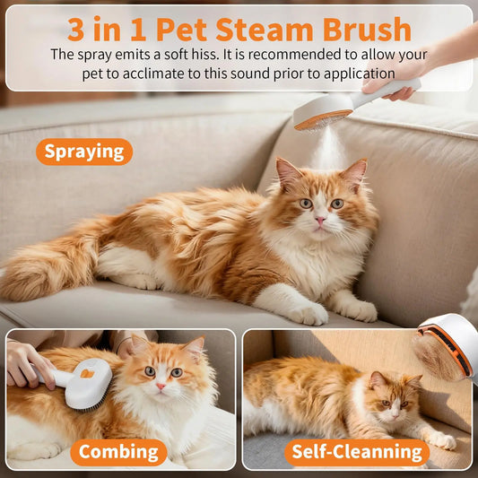 【Furlyn】Pet Hair Remover Brush for Dogs & Cats with Spray Mist – Self Cleaning Slicker Brush, One-Click Deshedding Grooming Comb, Viral Tiktok Pet Grooming Tool for Shedding & Undercoat Removal