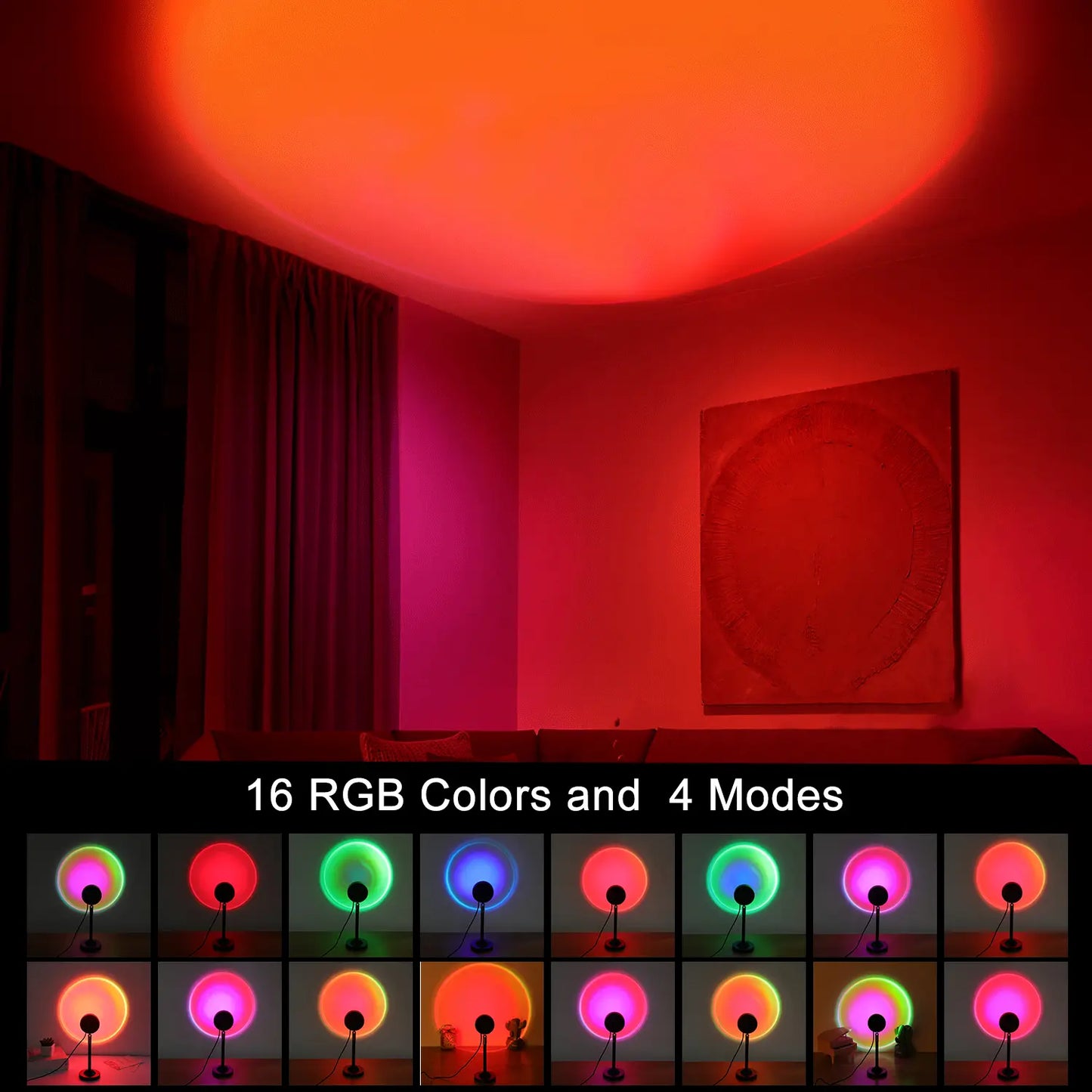 Fall Sunset Lamp Projector Light 180° Adjustable Sunset Mood Lamp