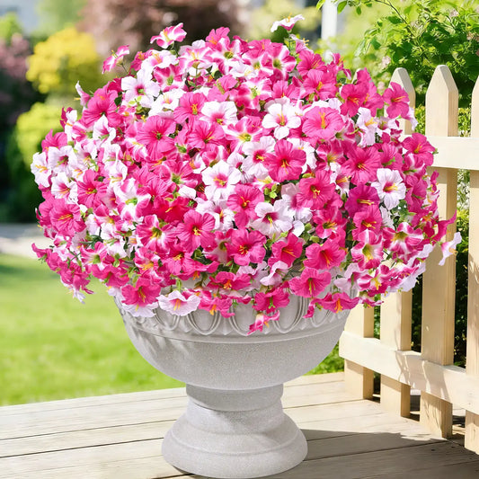 UV-Resistant Artificial Trumpet Flowers - 12 Bundles of Realistic Outdoor Decorative Plants for Front Porch and Patio Spring Decor