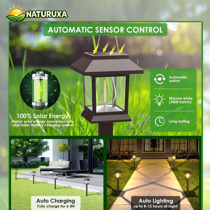 Naturuxa 12-Pack Solar Outdoor Pathway Lights, Waterproof Landscape Lighting for Path Walkway, Lawn Garden outside Décor