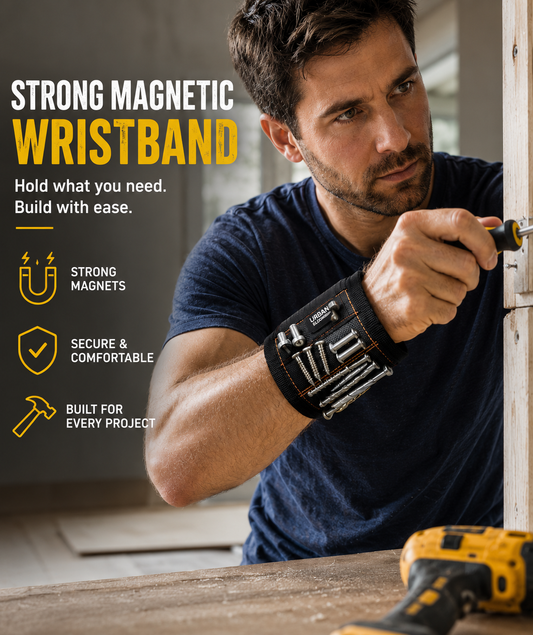 Strong Magnetic Wristband – Portable Tool Bag for Holding Screws, Nails, Nuts, Bolts, and Drill Bits