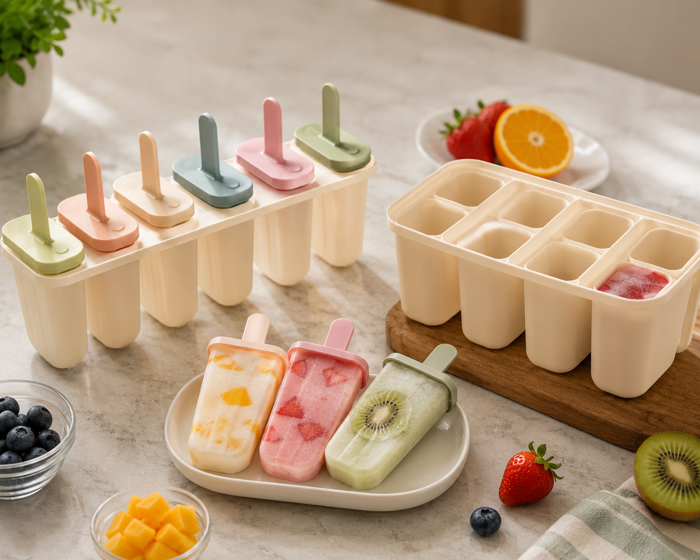 Silicone Popsicle Molds Set (6/10 Pieces) - Reusable Ice Cream and Lollipop Maker for Kids, Ideal Kitchen Accessory and Party Gift