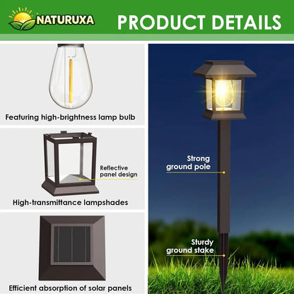 Naturuxa 12-Pack Solar Outdoor Pathway Lights, Waterproof Landscape Lighting for Path Walkway, Lawn Garden outside Décor