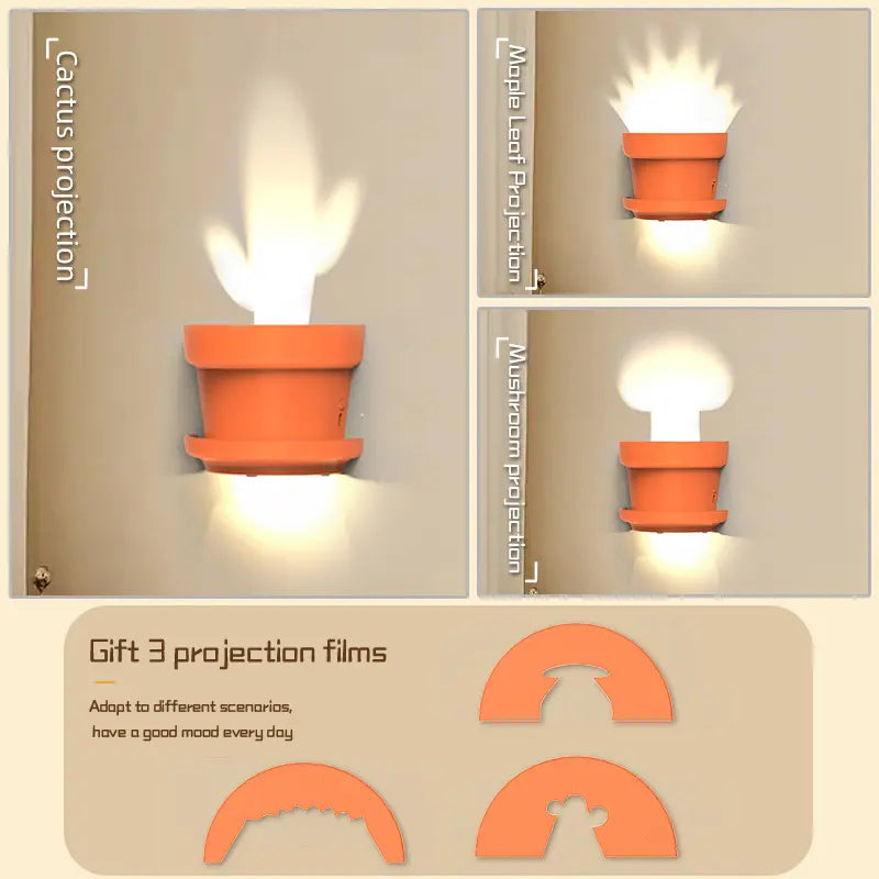 Cactus Wall Lamp Projection Night Light 
