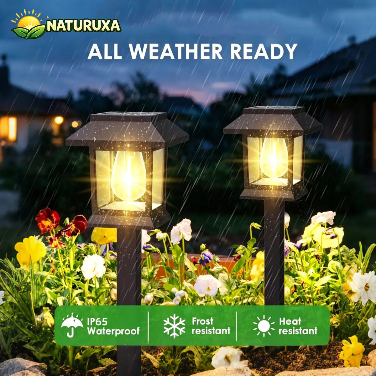 Naturuxa 12-Pack Solar Outdoor Pathway Lights, Waterproof Landscape Lighting for Path Walkway, Lawn Garden outside Décor