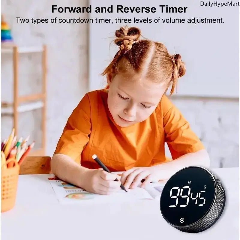Rotating Magnetic Digital Timer with Dual Countdown and Count-Up Alarm, Featuring Large LED Display for Enhanced Readability - Perfect for Kitchen Cooking, Home Use, Students, Remote Workers, and Fitness Enthusiasts