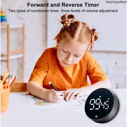 Rotating Magnetic Digital Timer with Dual Countdown and Count-Up Alarm, Featuring Large LED Display for Enhanced Readability - Perfect for Kitchen Cooking, Home Use, Students, Remote Workers, and Fitness Enthusiasts