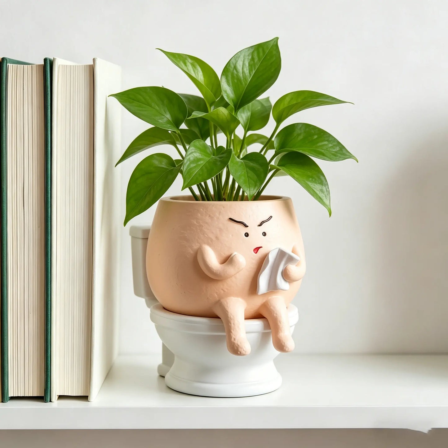 Face Planter Pots Funny Toilet Plant Pot for Indoor Plants, Cute Face Head Flower Pots Quirky Succulent Planters Gift Ideal for Home, Office, Christmas
