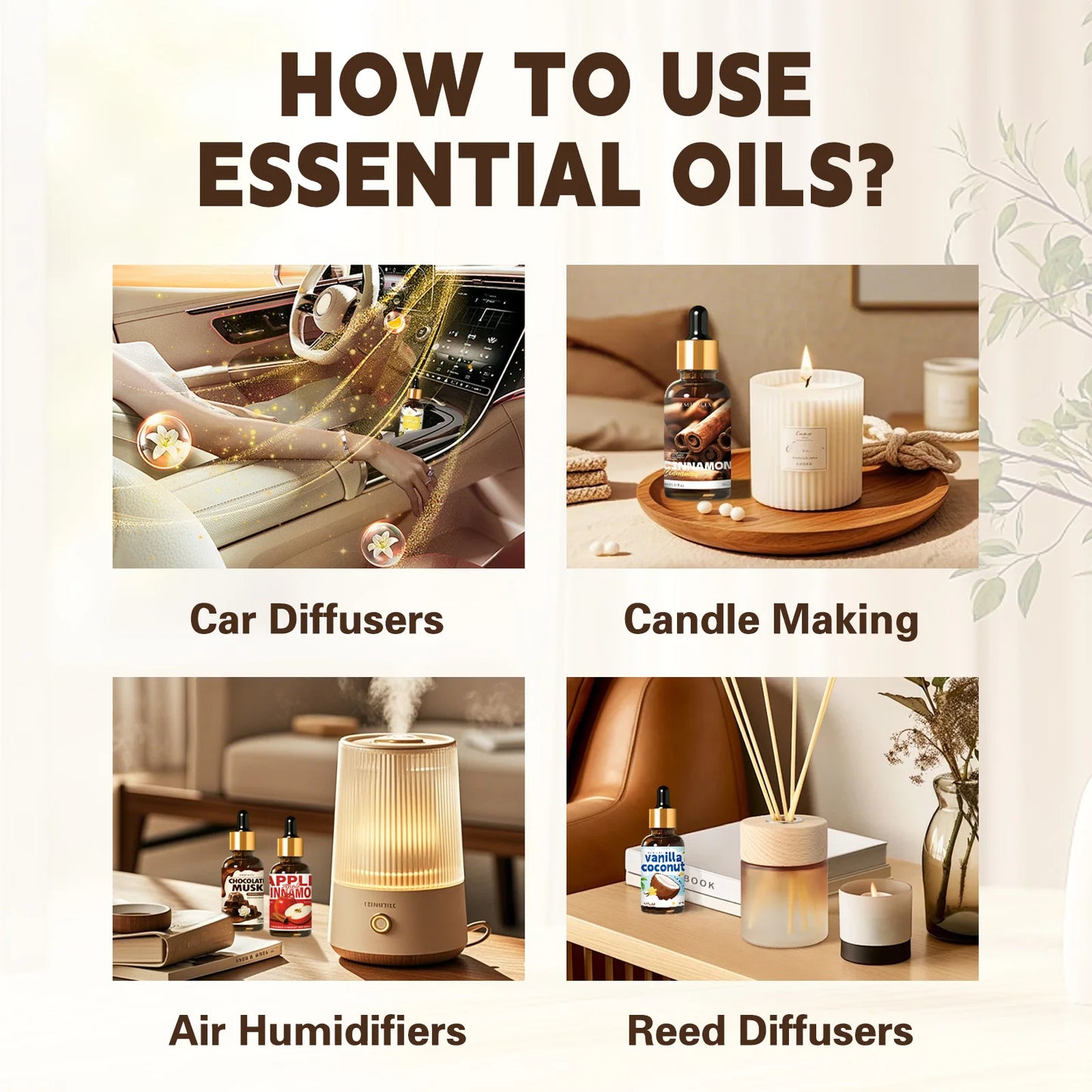 Essential Oil Long Lasting Fragrance for Aromatherapy Skin Care Massage Relaxation 